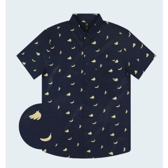 Visive Mens Graphic Banana Short Sleeve Button Down Shirt Size L - Picture 1 of 9